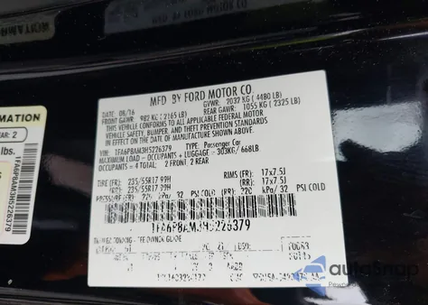 2017 Ford Mustang V6 из США, поврежденный, VIN 1FA6P8AM3H5226379